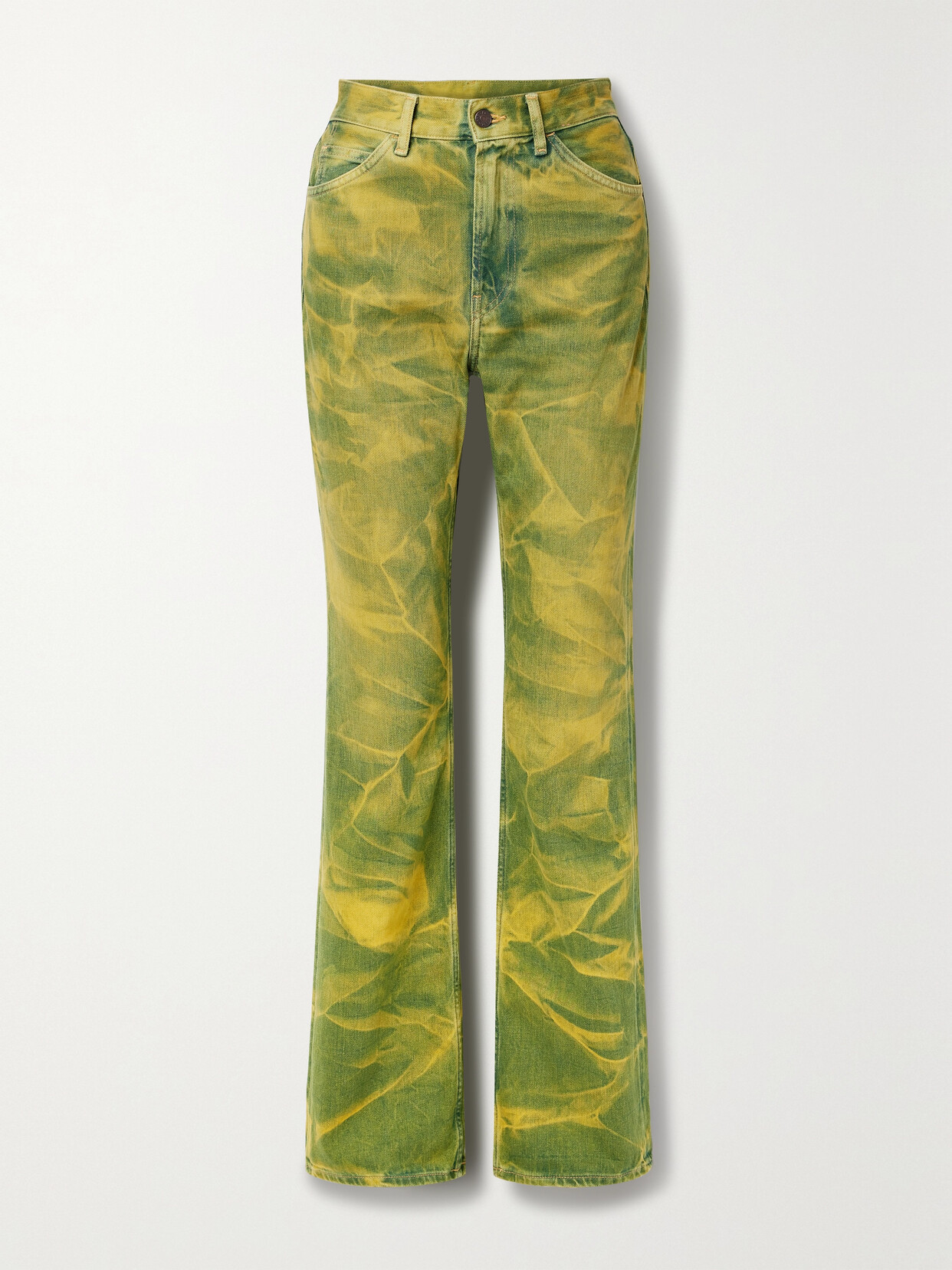 Shop Acne Studios + Net Sustain Two-tone High-rise Straight-leg Organic Jeans In Green