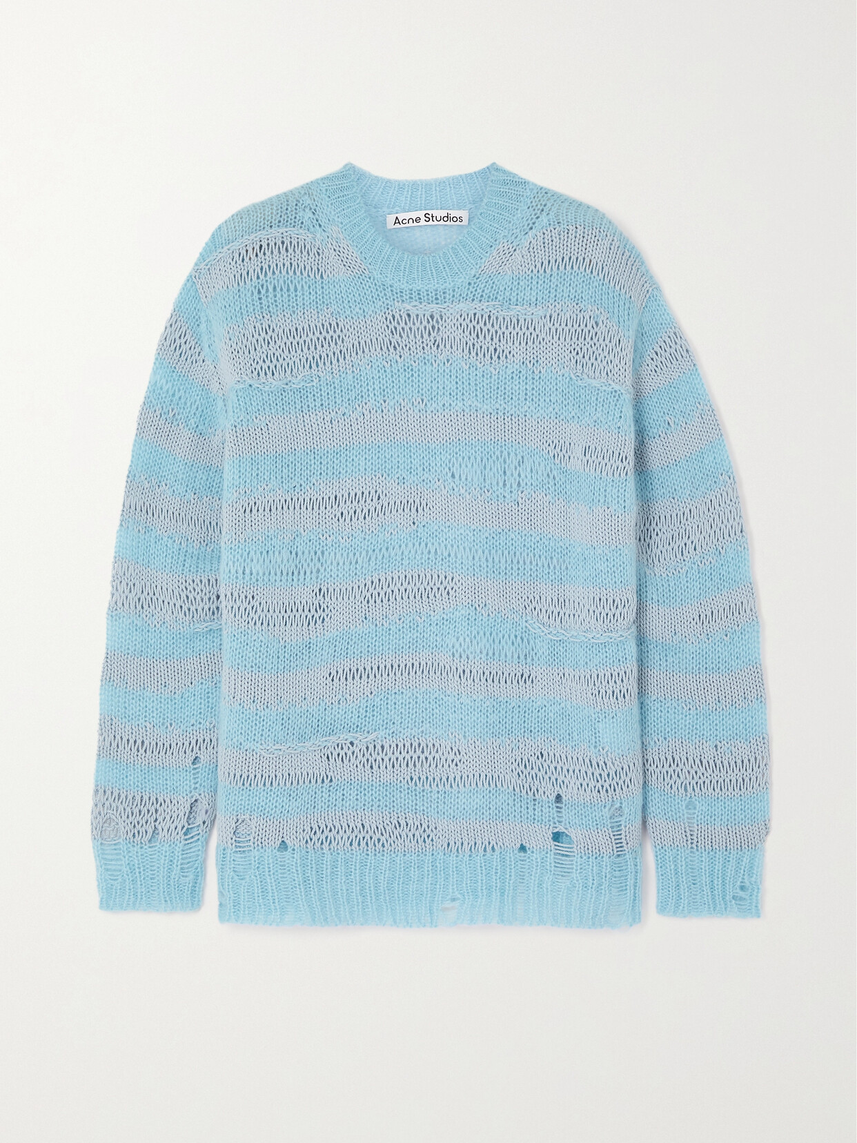 Shop Acne Studios Distressed Striped Knitted Sweater In Blue