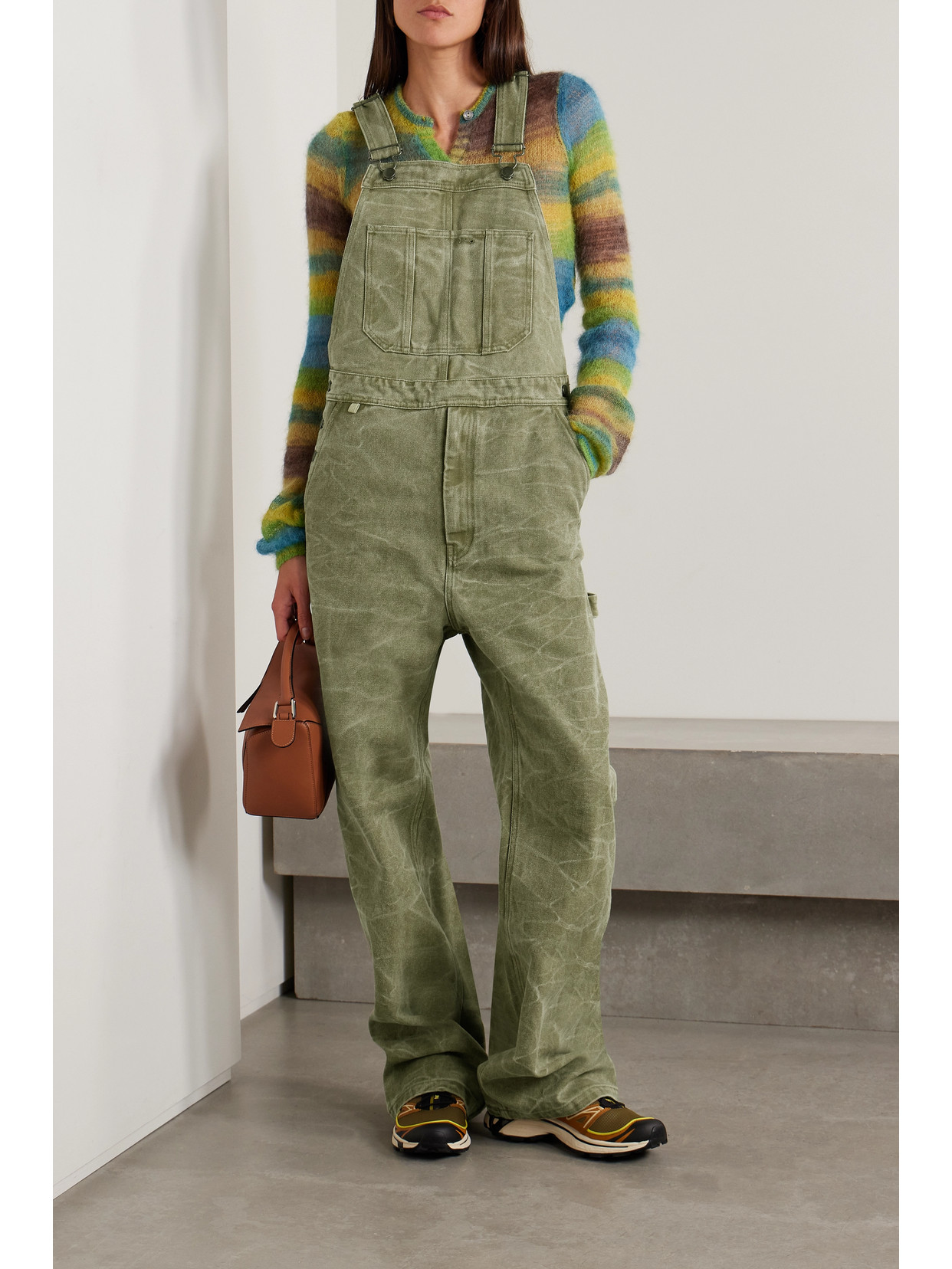 Shop Acne Studios Cotton-canvas Overalls In Green