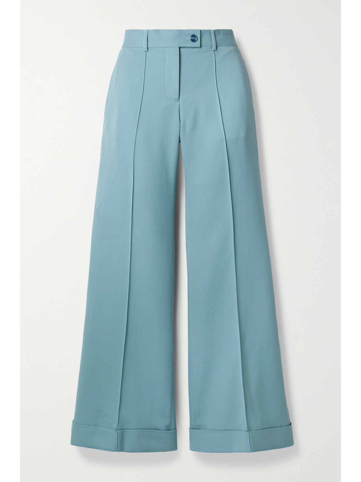 Acne Studios + Net Sustain Pintucked Recycled Grain De Poudre Flared Pants In Blue