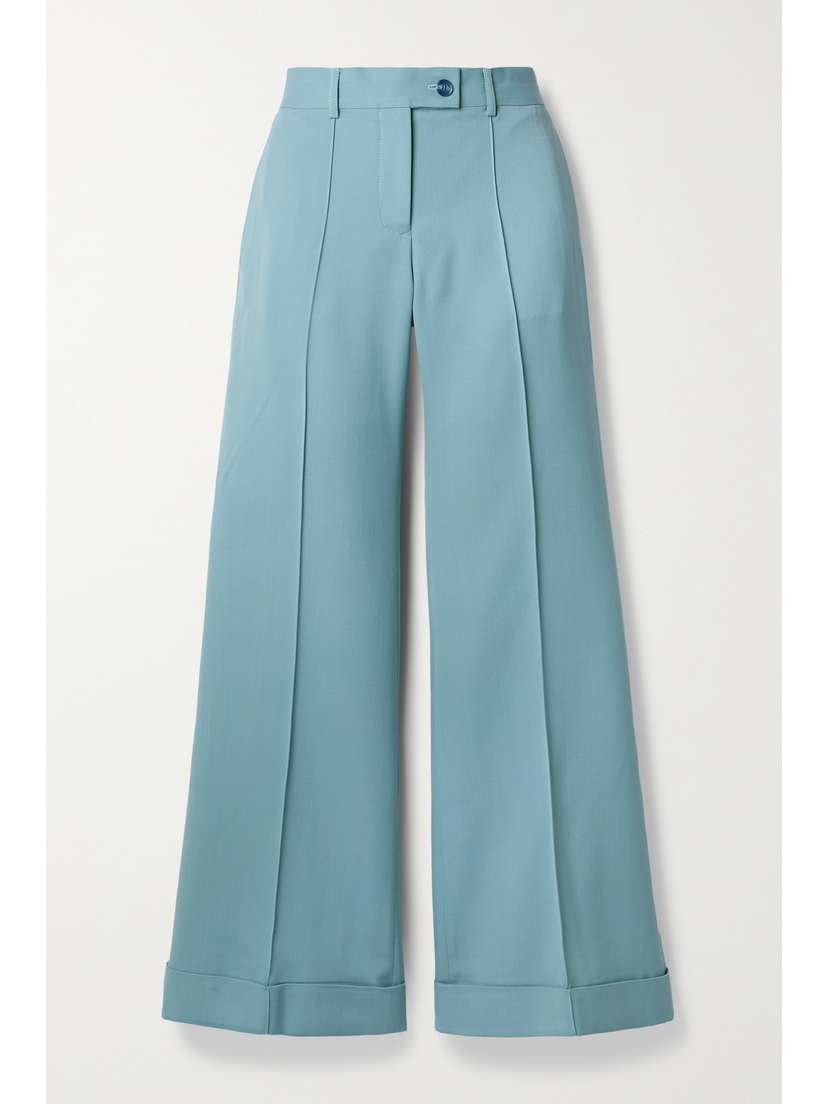 Acne Studios + Net Sustain Pintucked Recycled Grain De Poudre Flared Pants - EU 42