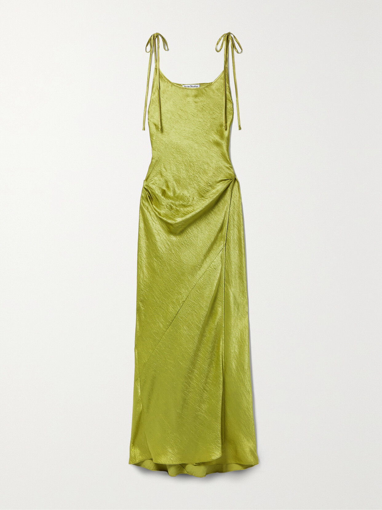 Acne Studios - Hammered-satin Midi Wrap Dress - Yellow