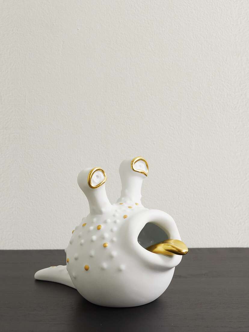 L'Objet + Haas Brothers Grand Gold-plated Porcelain Ashtray
