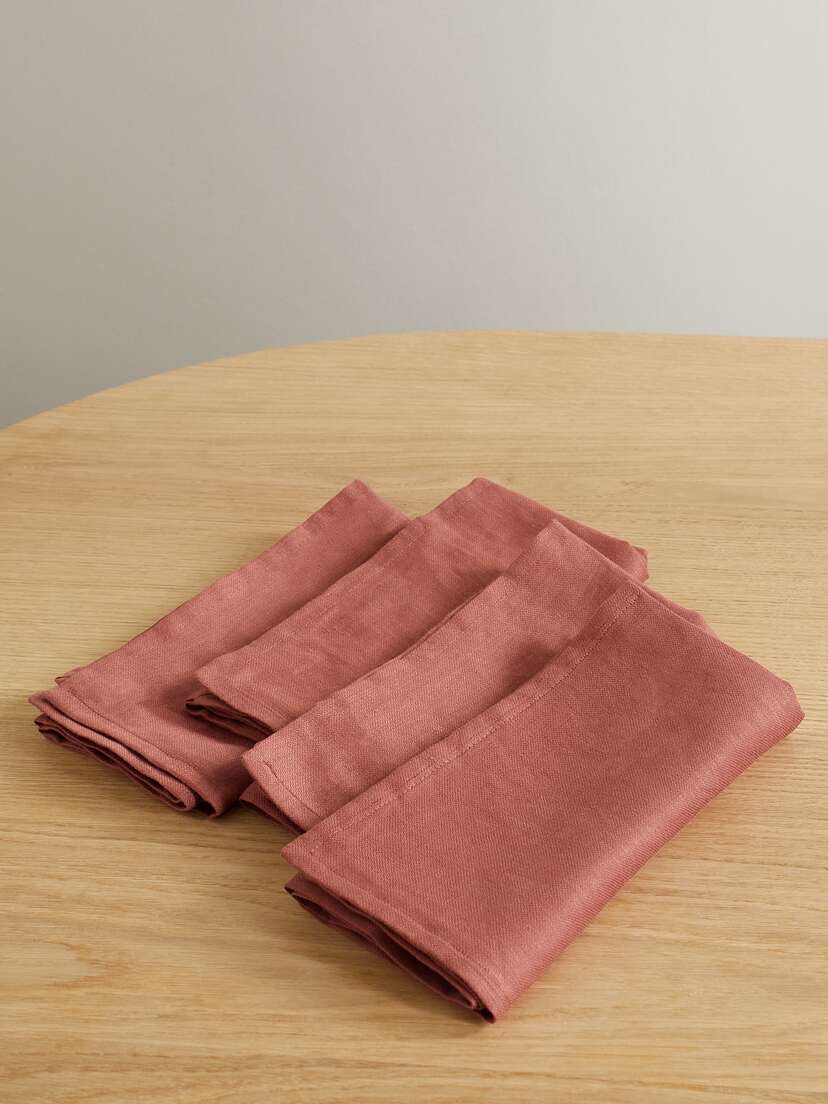 L'Objet Set Of Four Washed Linen-sateen Napkins