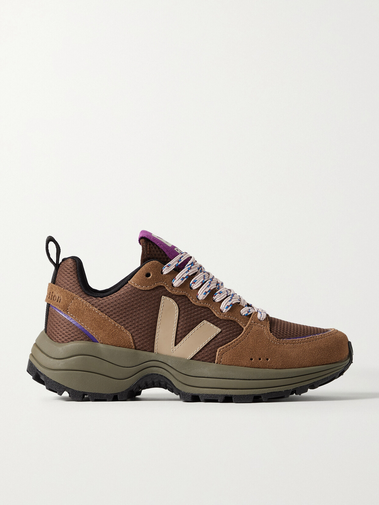 Veja + Reformation Venturi Suede And Leather-trimmed Alveomesh Sneakers - Brown
