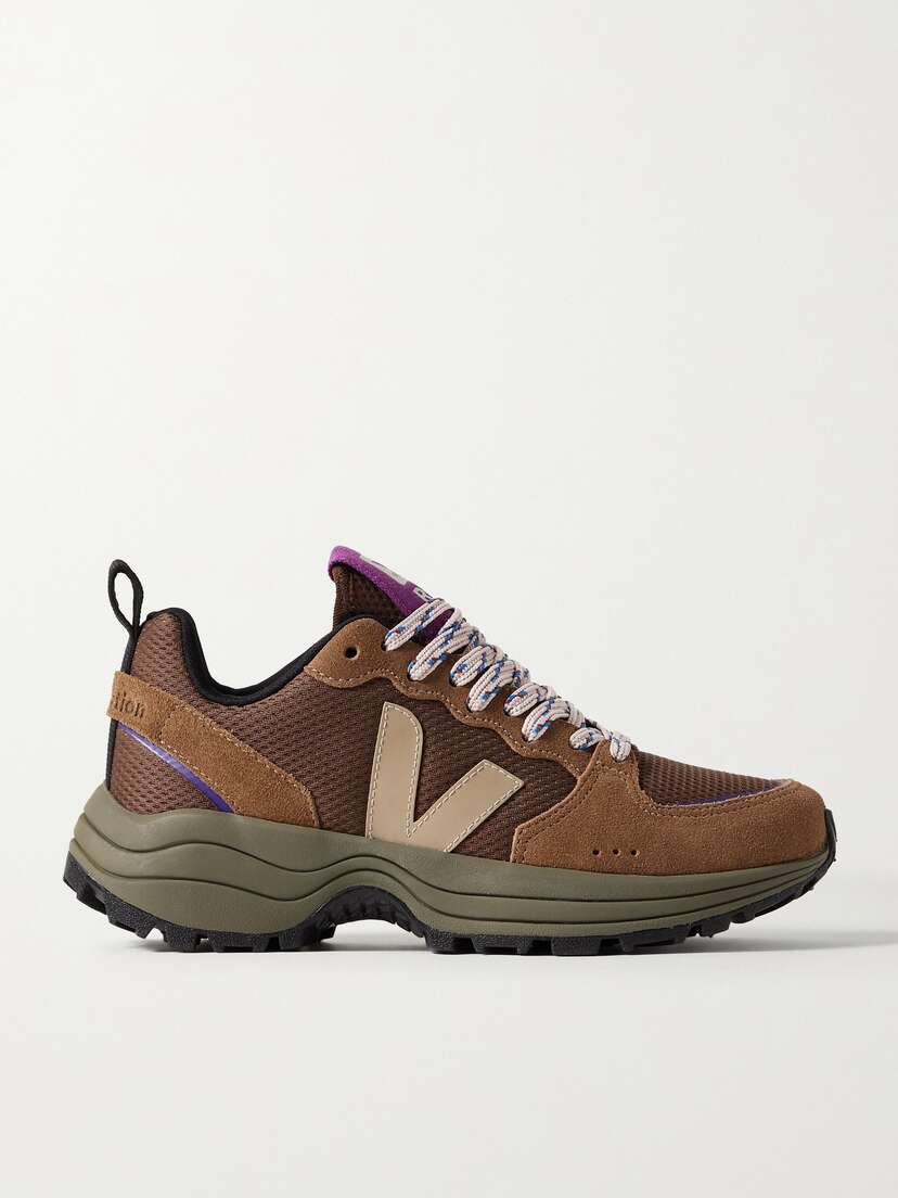 Veja + Reformation Venturi Suede And Leather-trimmed Alveomesh Sneakers