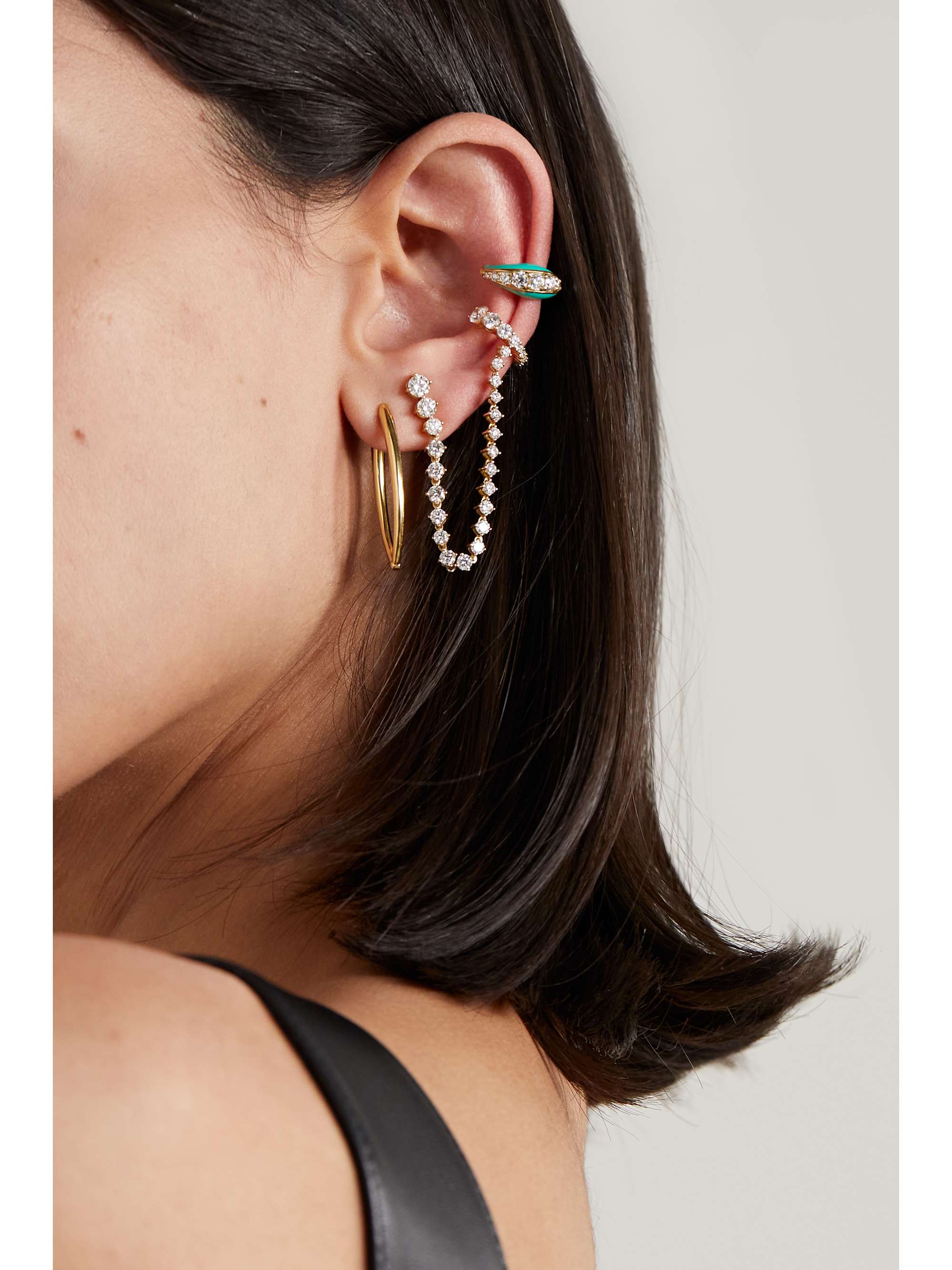 MELISSA KAYE Cristina medium 18-karat gold earrings