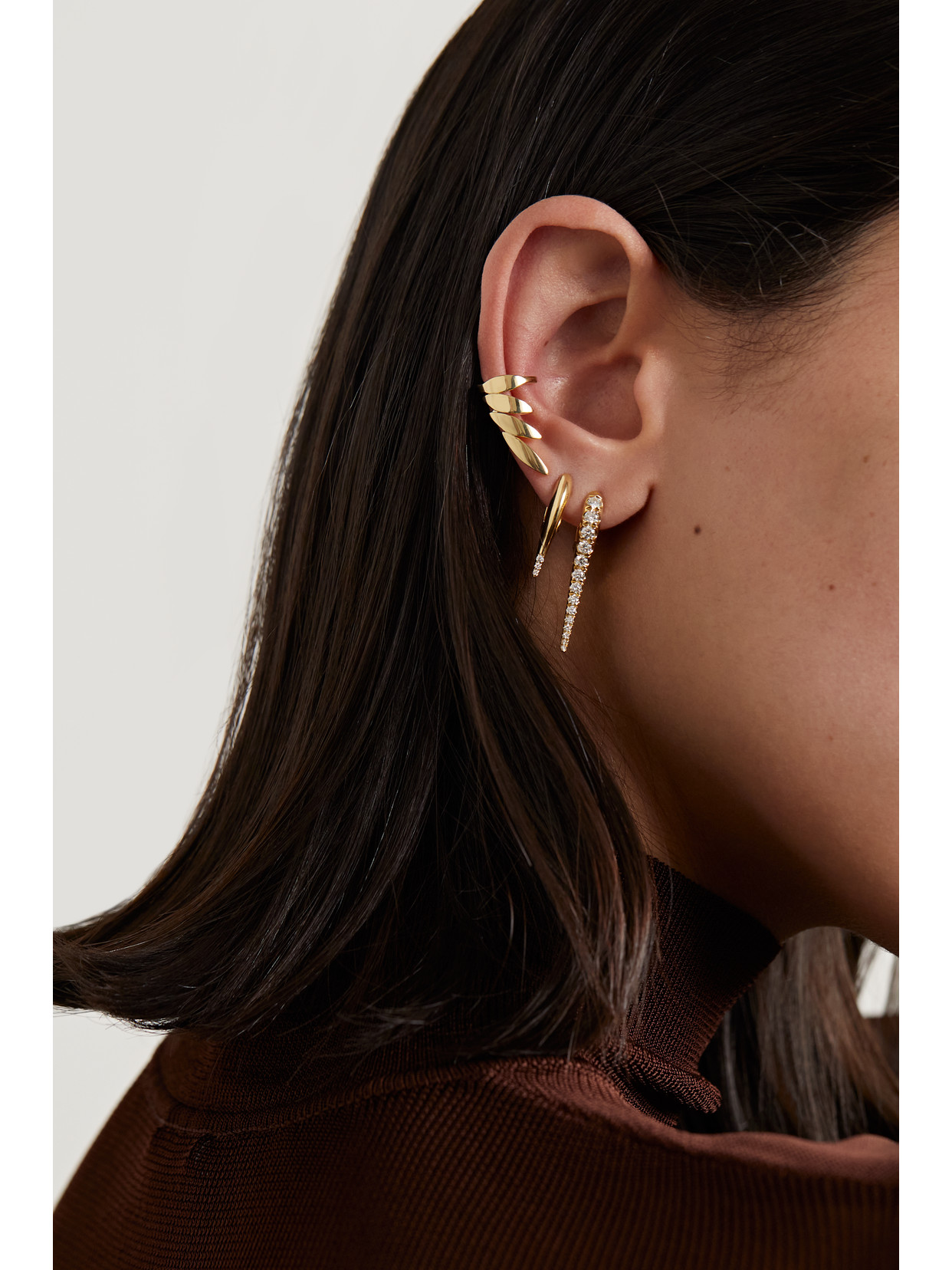 Melissa Kaye Lola Small 18-karat Gold Diamond Earrings In Gold