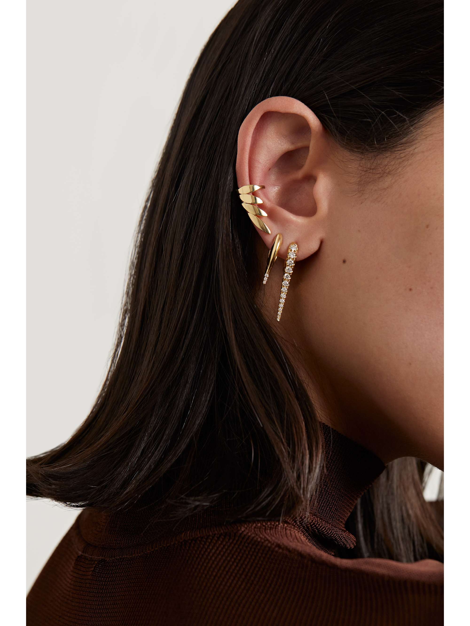 MELISSA KAYE Lola small 18-karat gold diamond earrings
