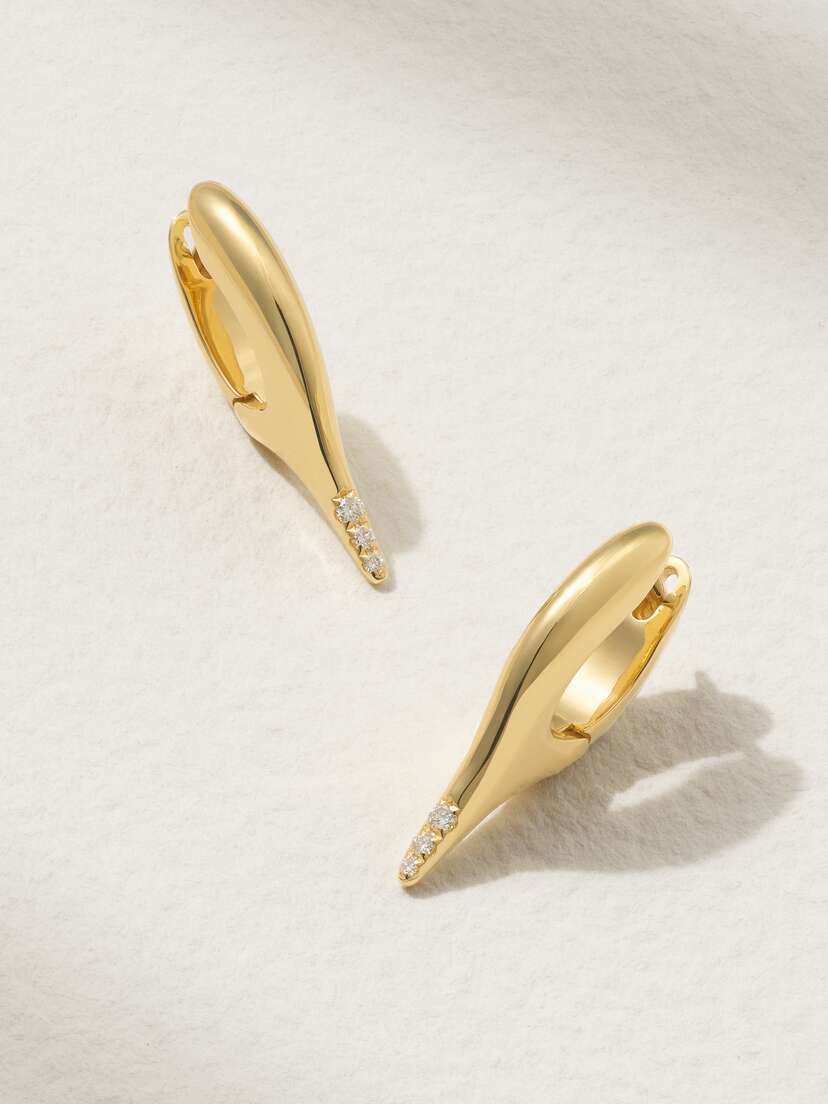 Melissa Kaye Lola Needle Mini 18-karat Gold Diamond Earrings