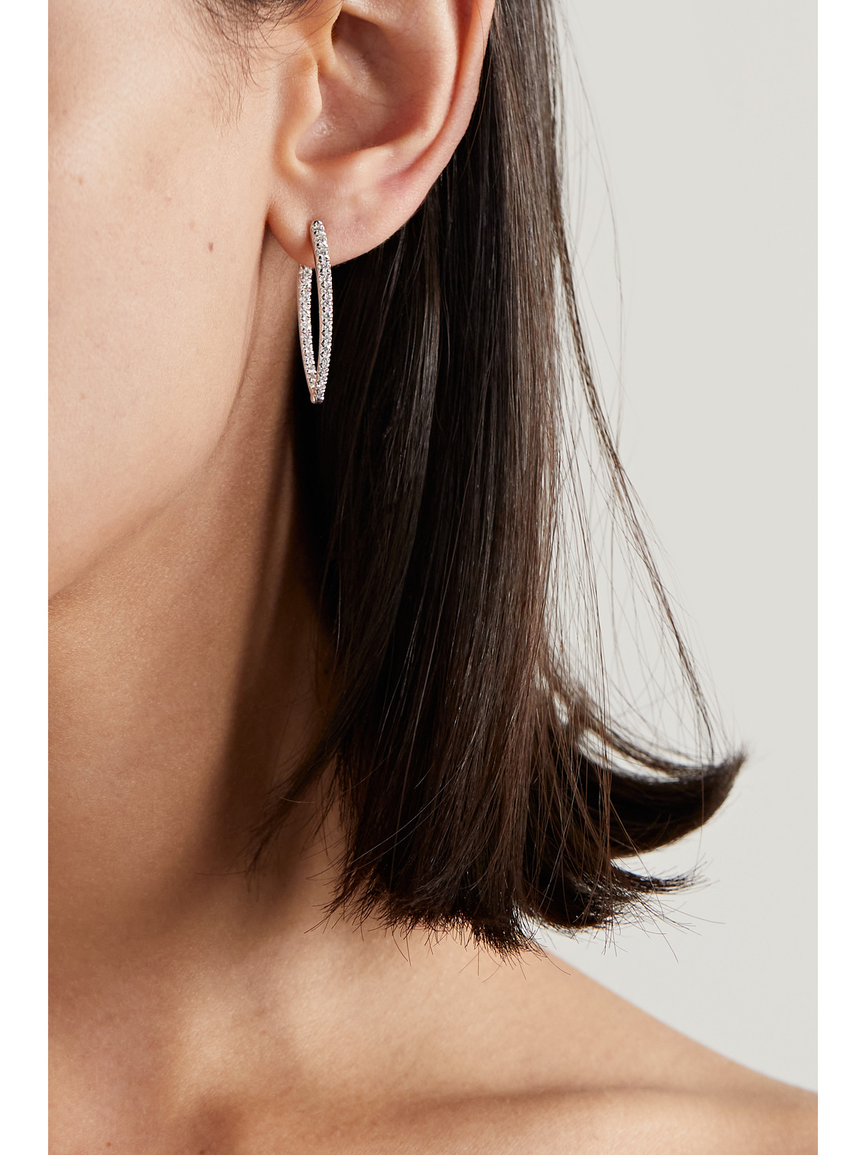 Melissa Kaye Cristina Medium 18-karat White Gold Diamond Earrings In Gold