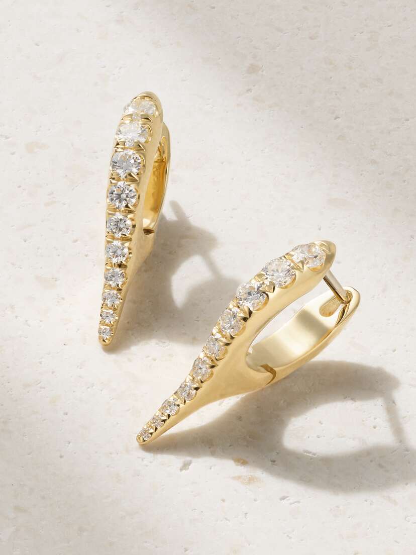 Melissa Kaye Lola Needle Mini 18-karat Gold Diamond Earrings