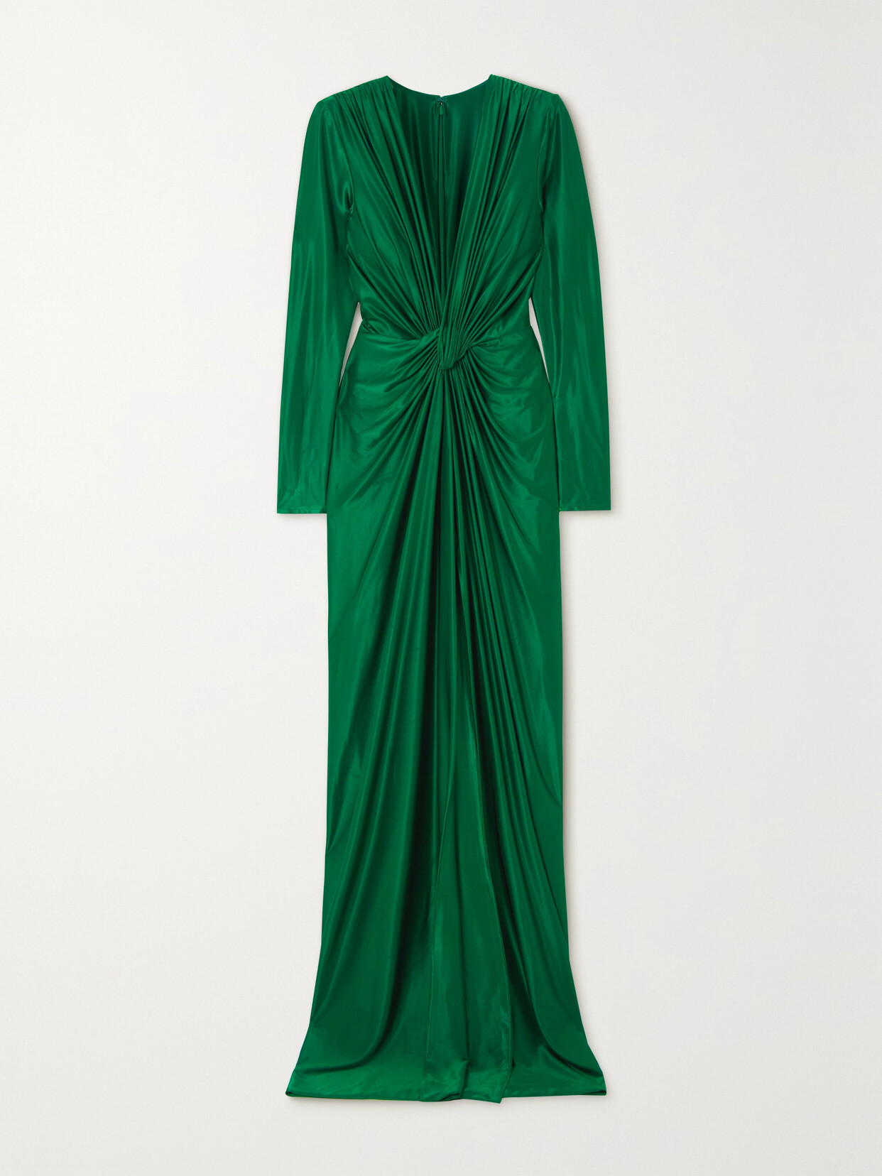 Costarellos - Swanson Twist-front Stretch-satin Jersey Gown - Green