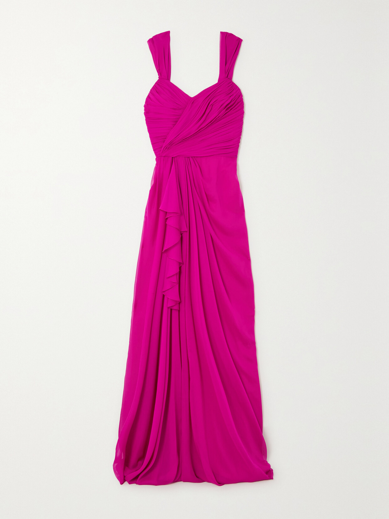 Costarellos - Virna Ruffled Draped Silk-georgette Gown - Purple