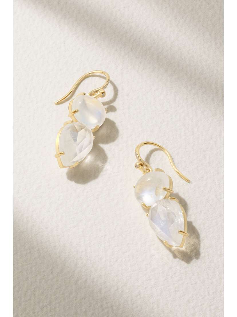 Irene Neuwirth 18-karat Gold, Moonstone And Diamond Earrings