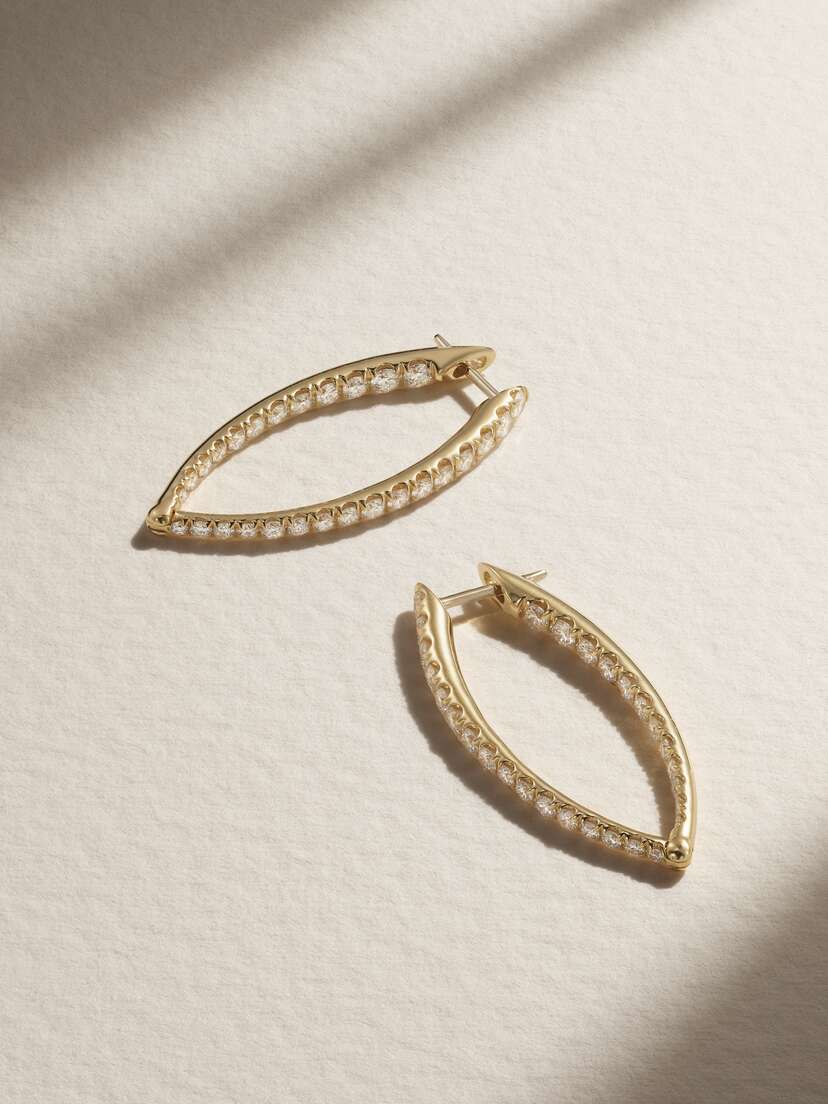 Melissa Kaye Cristina Large 18-karat Gold Diamond Earrings