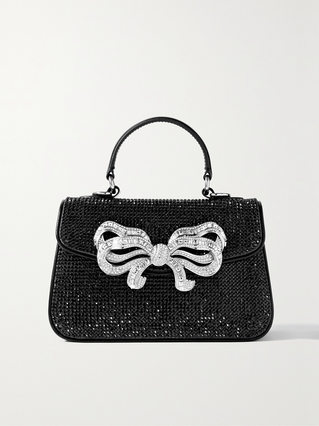 Judith Leiber Bow Crystal-embellished Leather Tote In Black