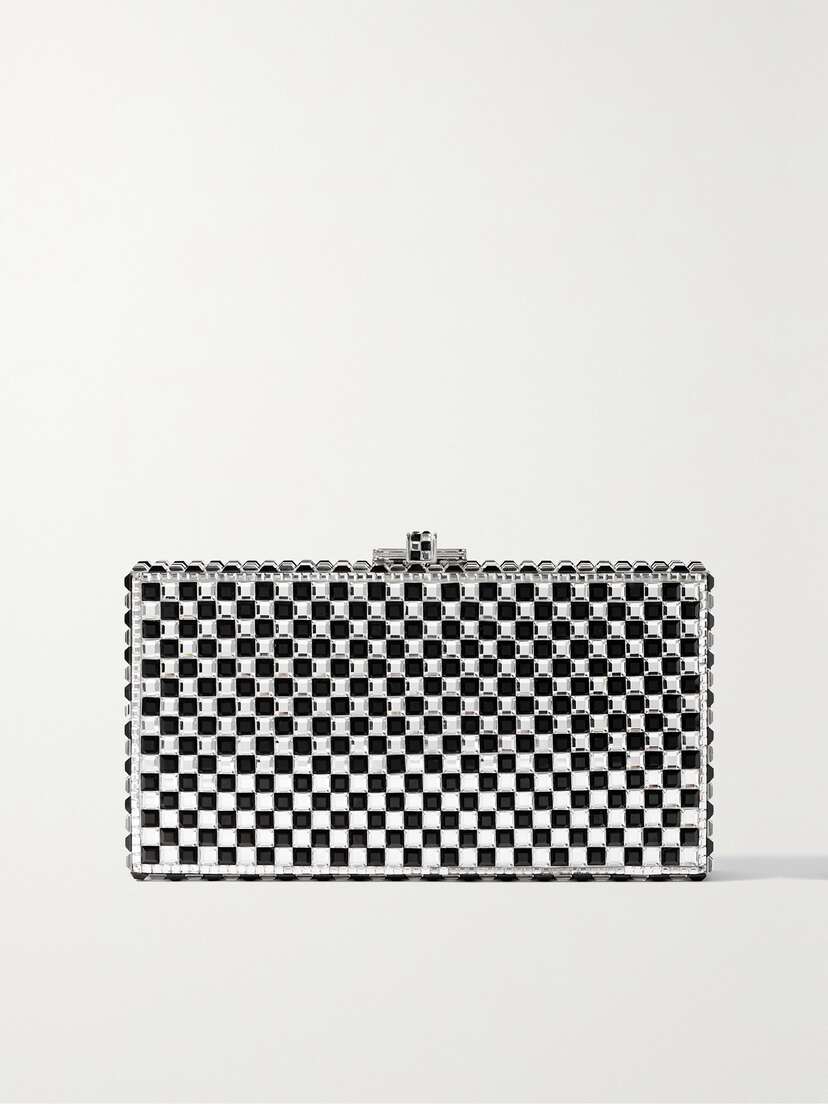 Judith Leiber Couture Chessboard Crystal-embellished -tone Clutch