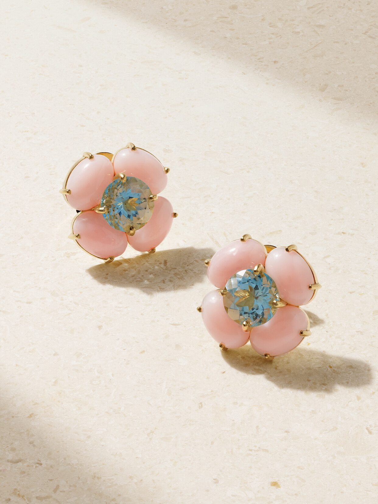 Irene Neuwirth 18-karat Gold, Opal And Aquamarine Earrings