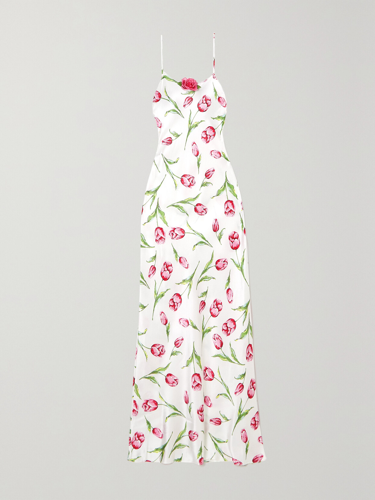 Rodarte - Appliquéd Printed Silk-satin Maxi Dress - Pink