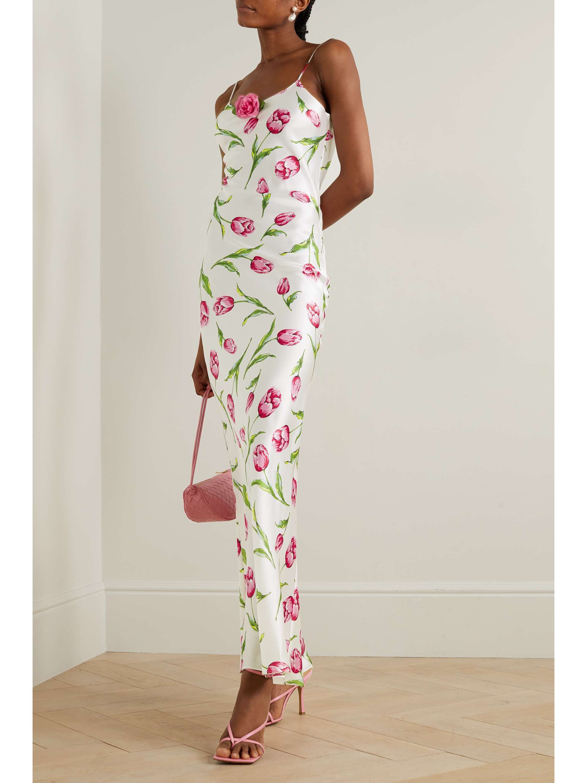 RODARTE Appliquéd printed silksatin maxi dress NETAPORTER