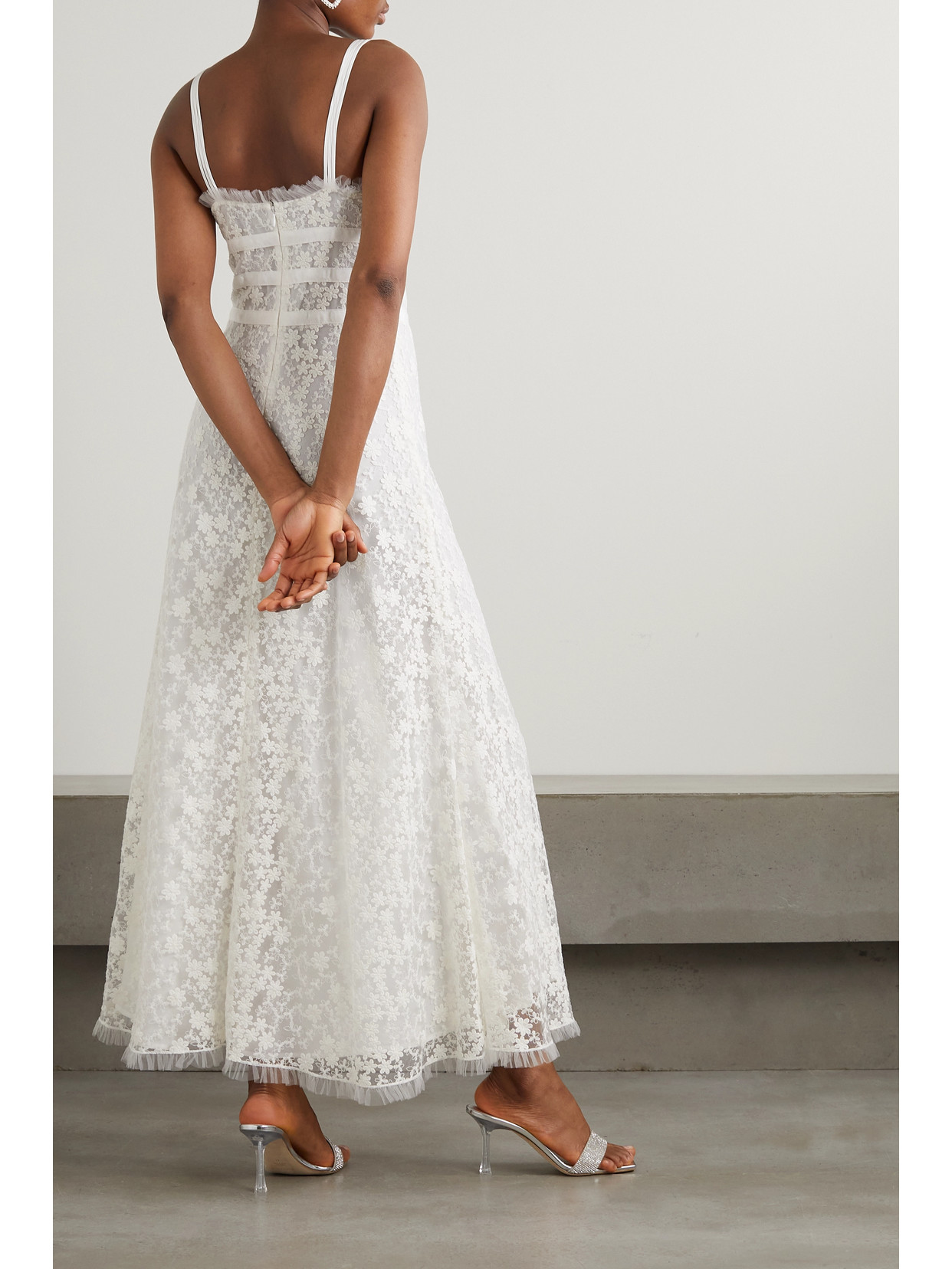 Rodarte Daisyembroidered Cottonblend Tulle Maxi Dress In White ModeSens