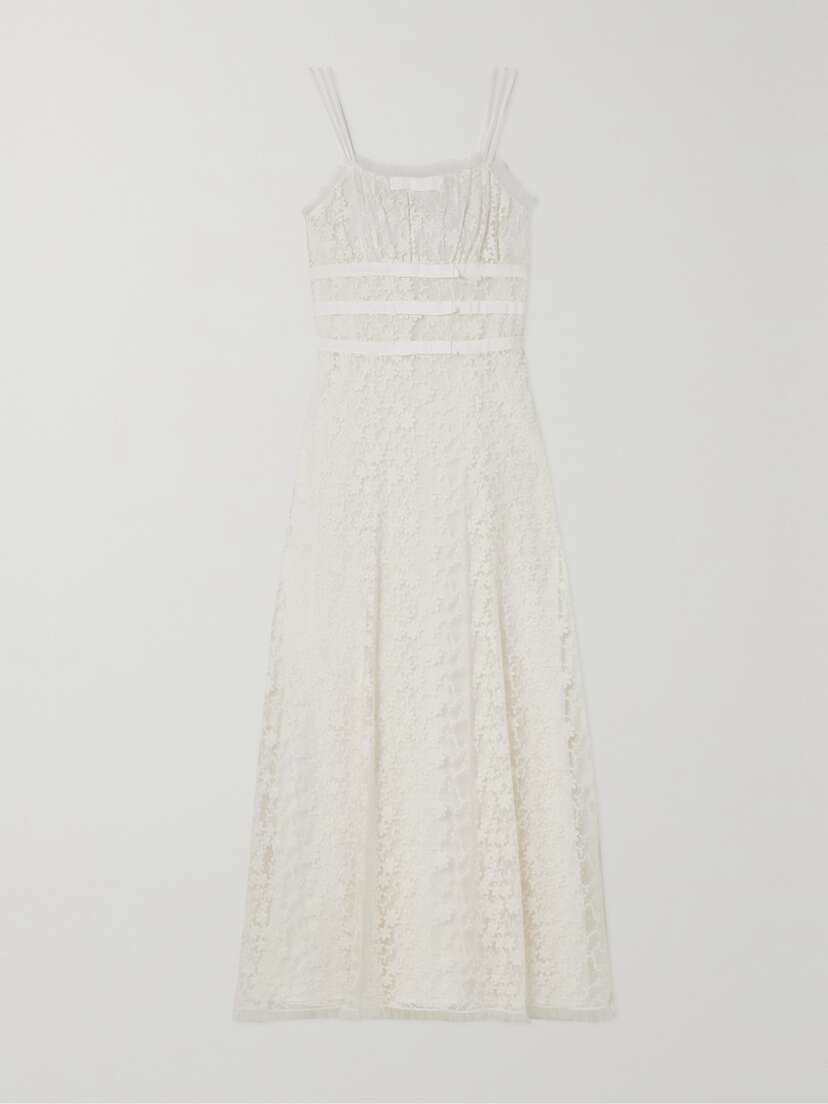 Rodarte Grosgrain-trimmed Embroidered Cotton-blend Tulle Maxi Dress