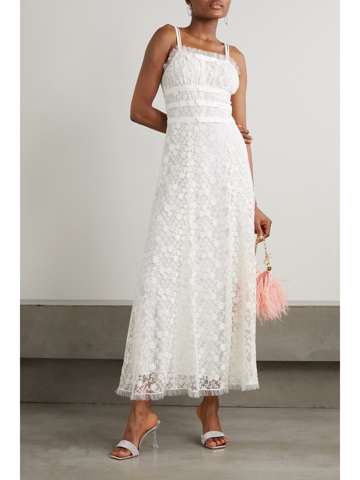 Rodarte Daisyembroidered Cottonblend Tulle Maxi Dress In White ModeSens