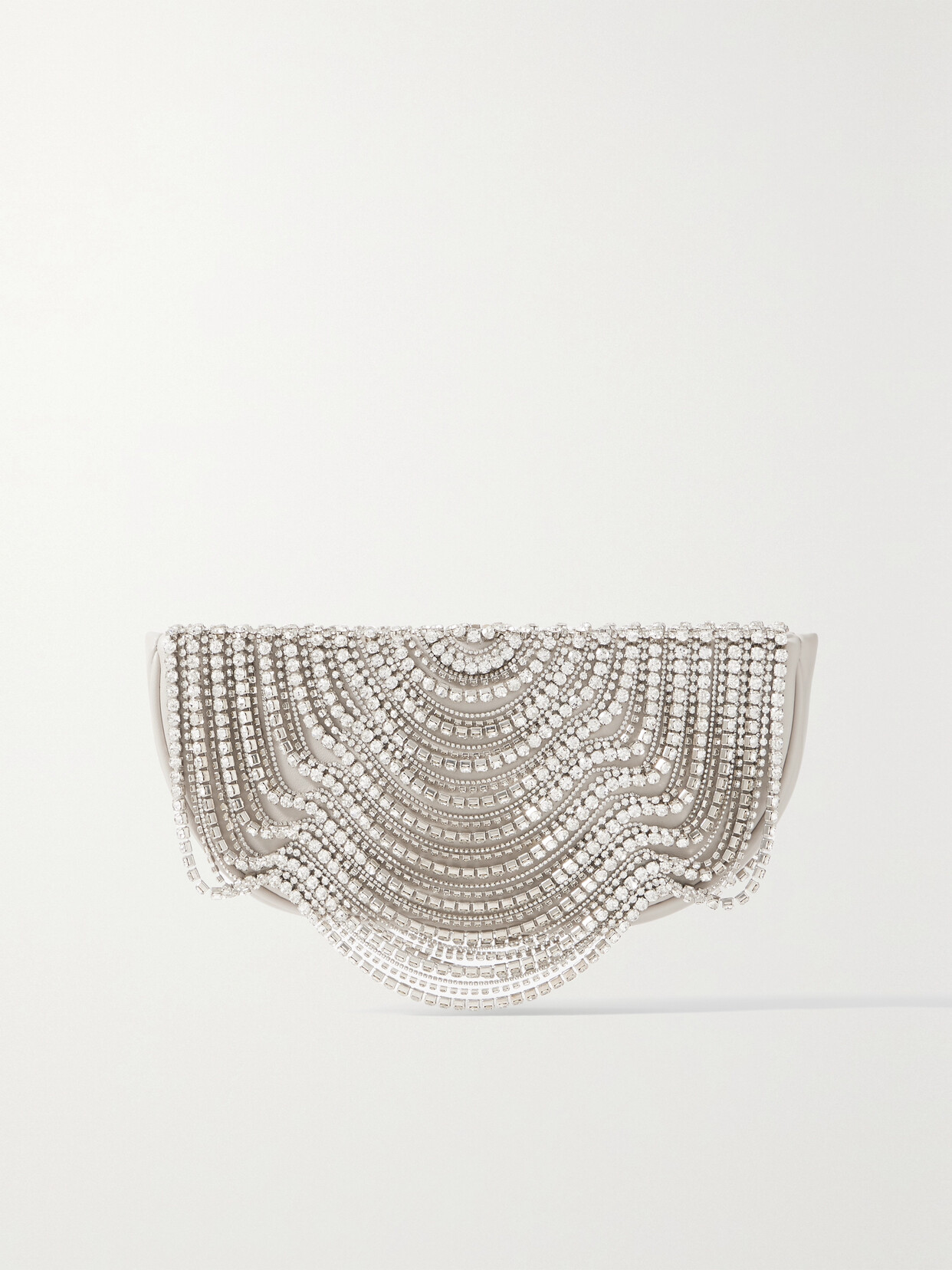 CULT GAIA LAEL CRYSTAL-EMBELLISHED LEATHER CLUTCH