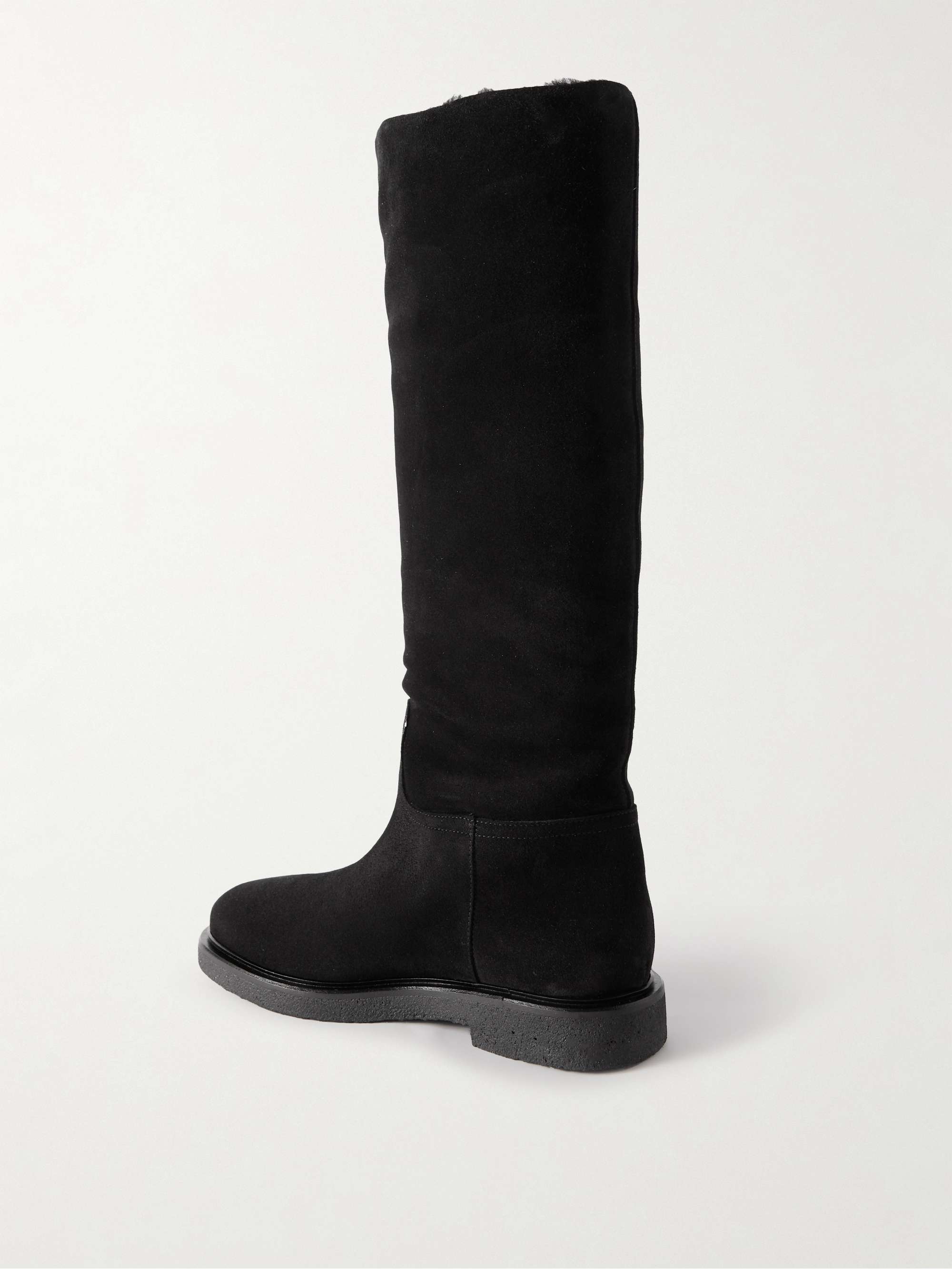 LEGRES Shearling-lined suede knee boots | NET-A-PORTER