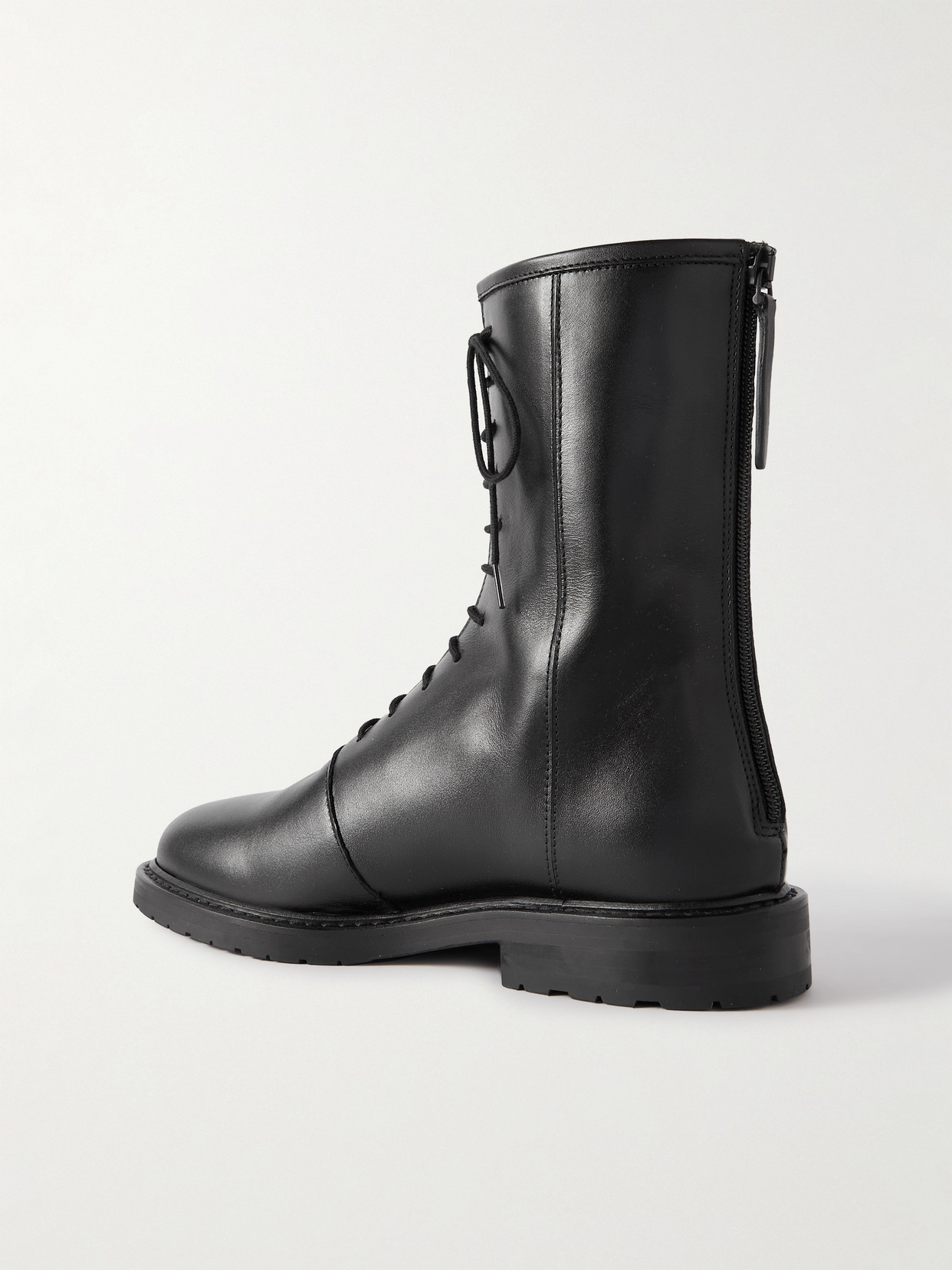 Legres Black Lace-up Combat Boots In Black