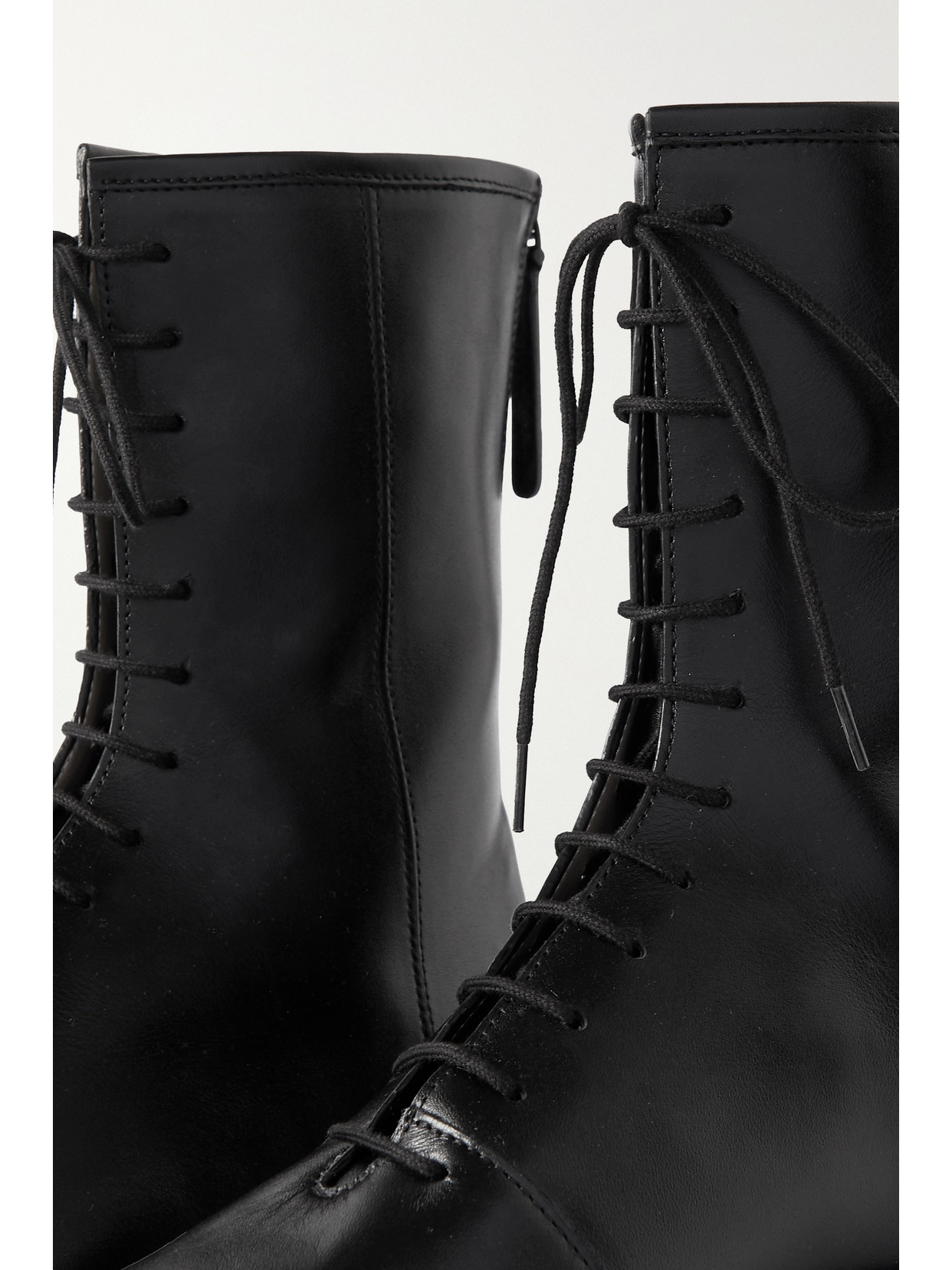 Legres Black Lace-up Combat Boots In Black