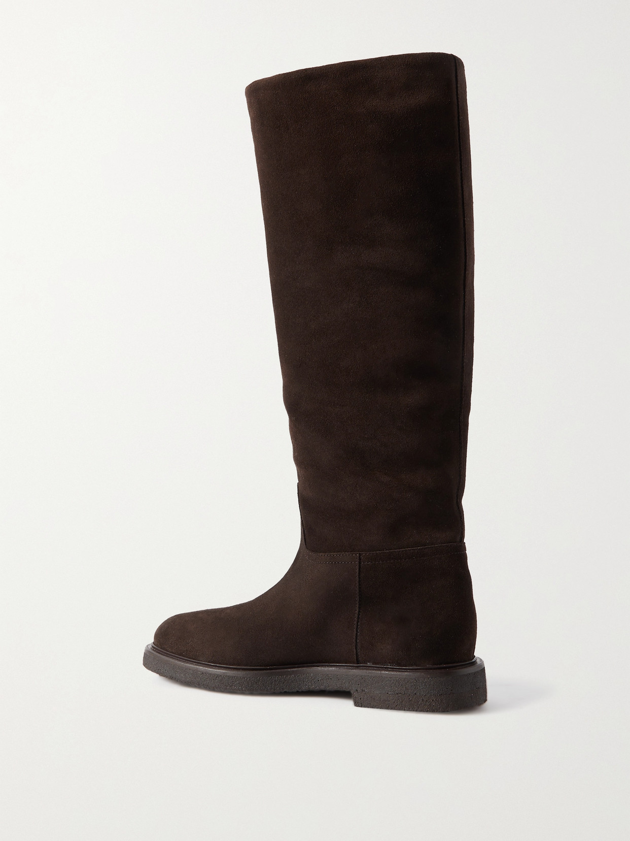 Legres Model 81 Shearling Suede Flat Knee Boots In Brown