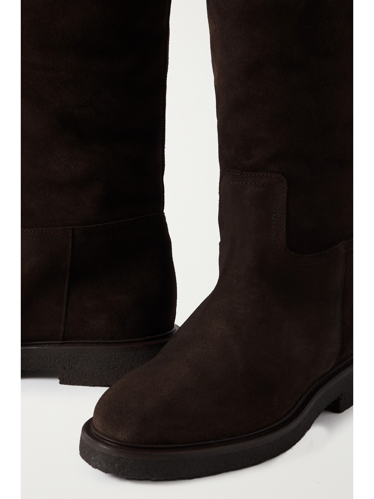 Legres Model 81 Shearling Suede Flat Knee Boots In Brown