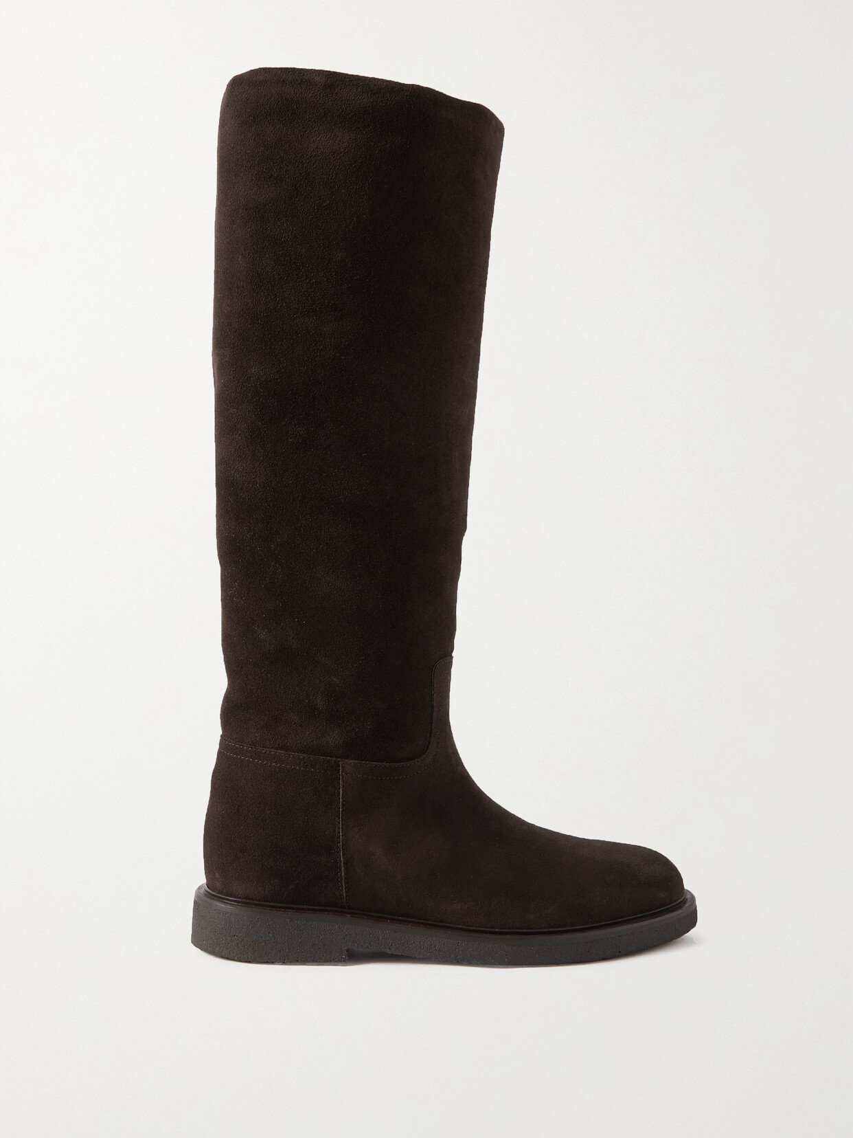 Legres Model 81 Shearling Suede Flat Knee Boots In Brown