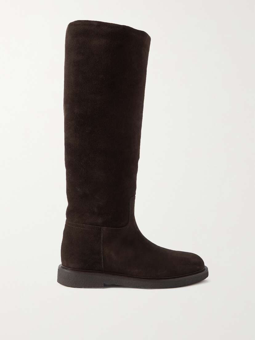 LEGRES Shearling-lined Suede Knee Boots