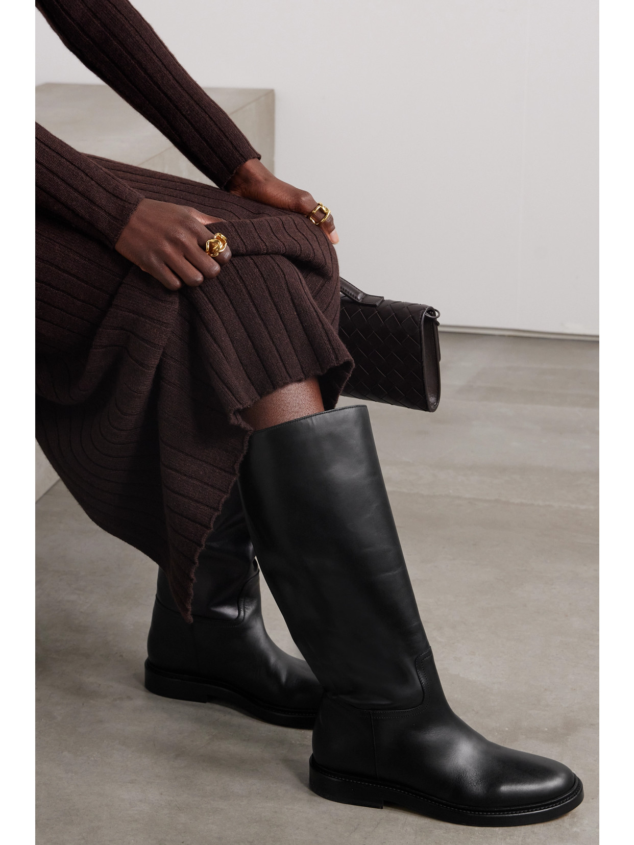 Shop Legres 80 Leather Knee Boots In Black