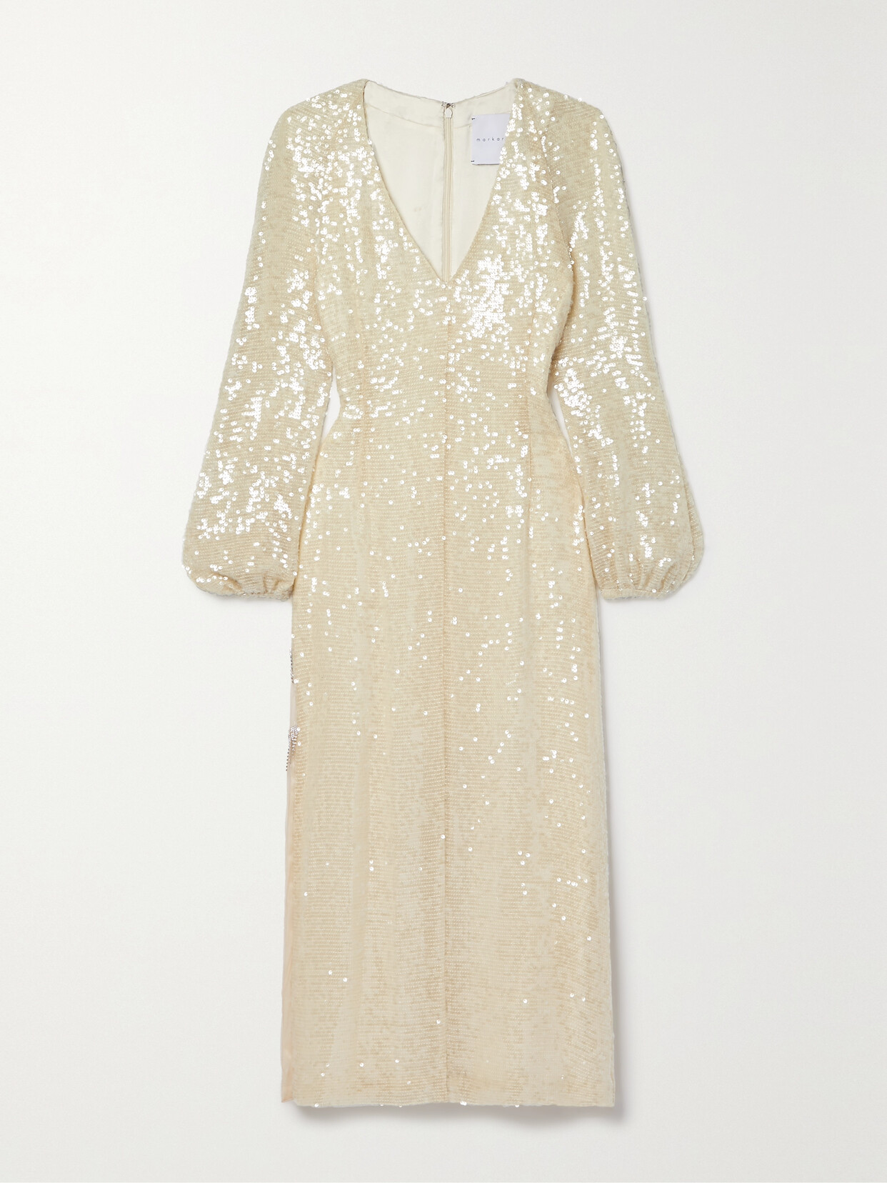 Markarian Phyllis Embellished Tulle-trimmed Georgette Midi Dress