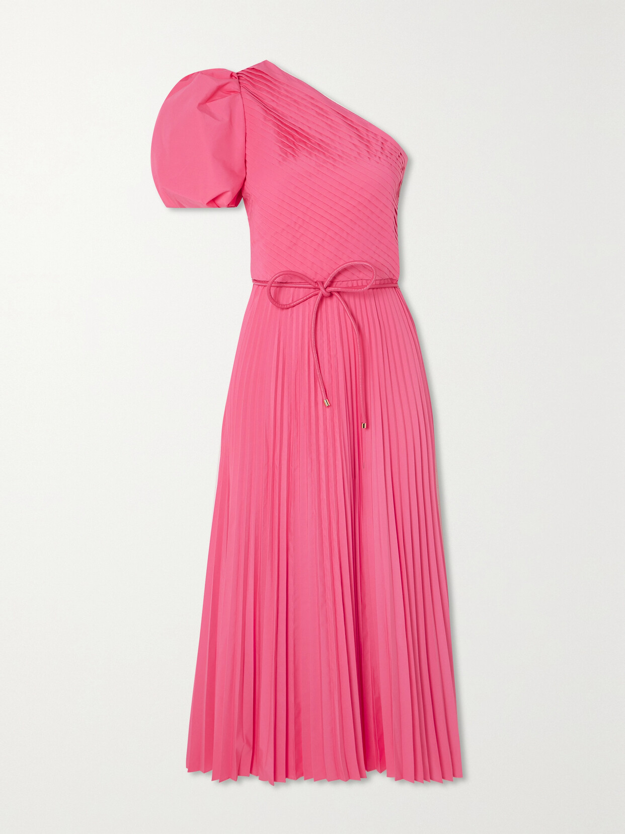 Rebecca Vallance Rosa One-sleeve Pleated Poplin Midi Dress - Pink