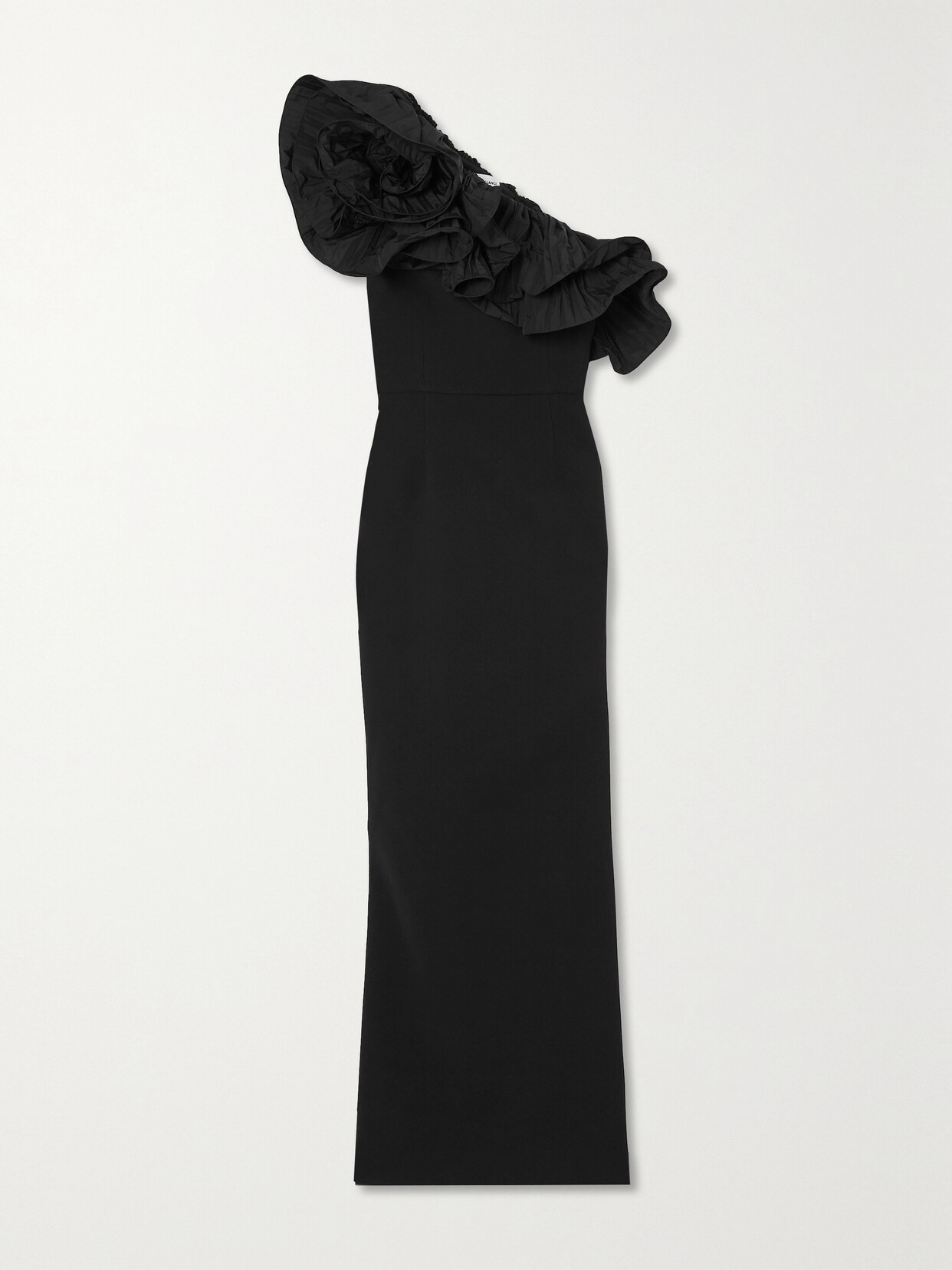 Rebecca Vallance - Chloe One-shoulder Taffeta-trimmed Stretch-crepe Gown - Black