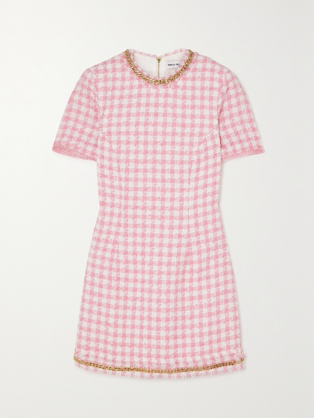 Rebecca Vallance - Gabrielle Chain-embellished Tweed Mini Dress - Pink