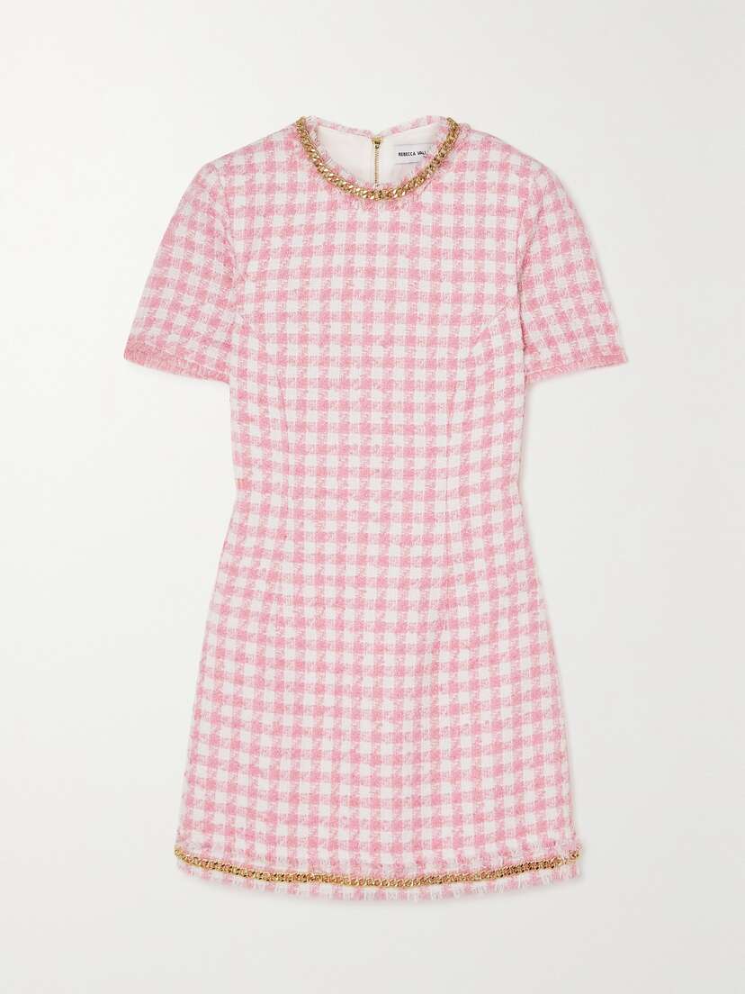 Rebecca Vallance Gabrielle Chain-embellished Tweed Mini Dress