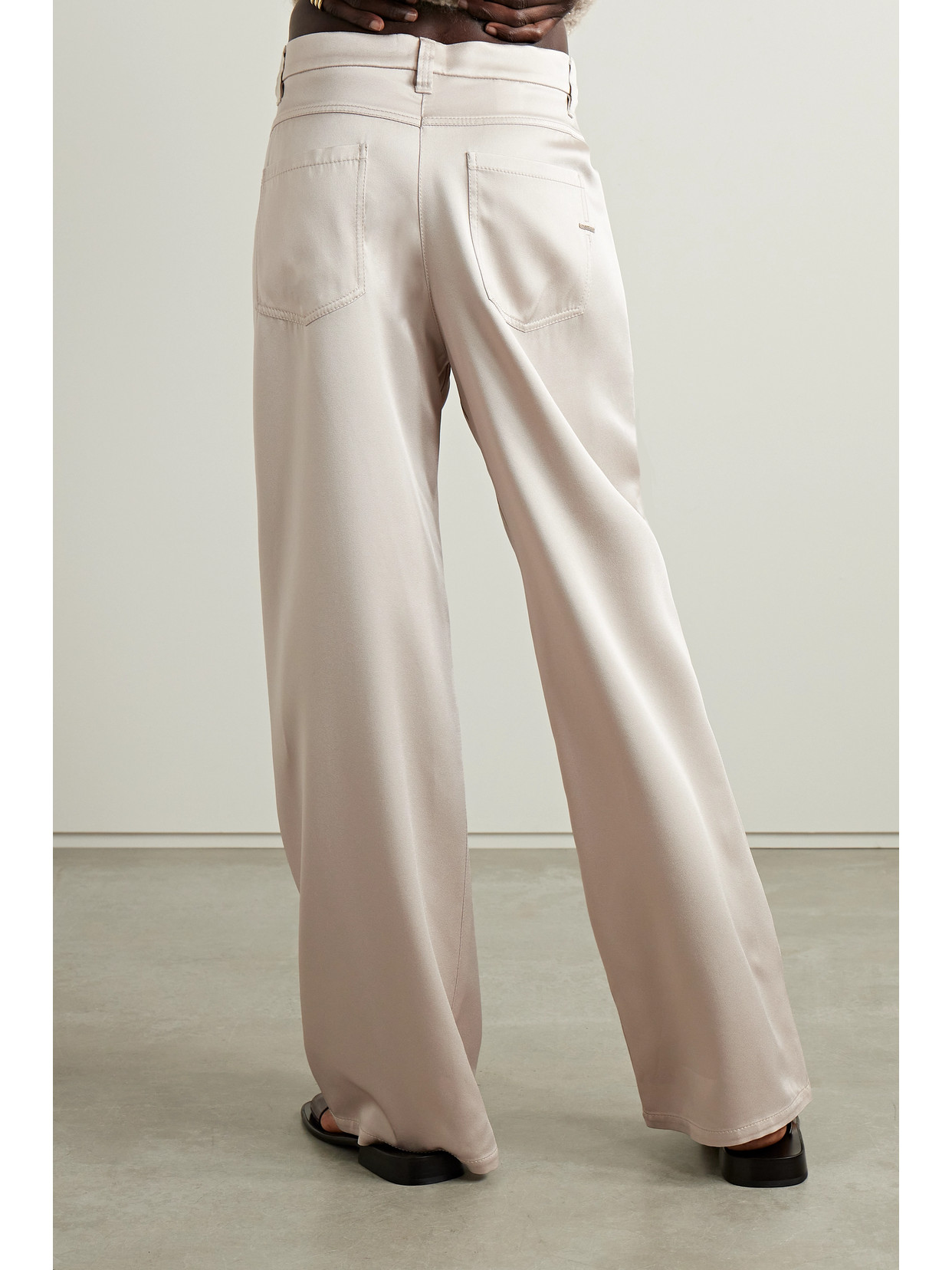 Shop Brunello Cucinelli Duchesse-satin Wide-leg Pants In Off-white