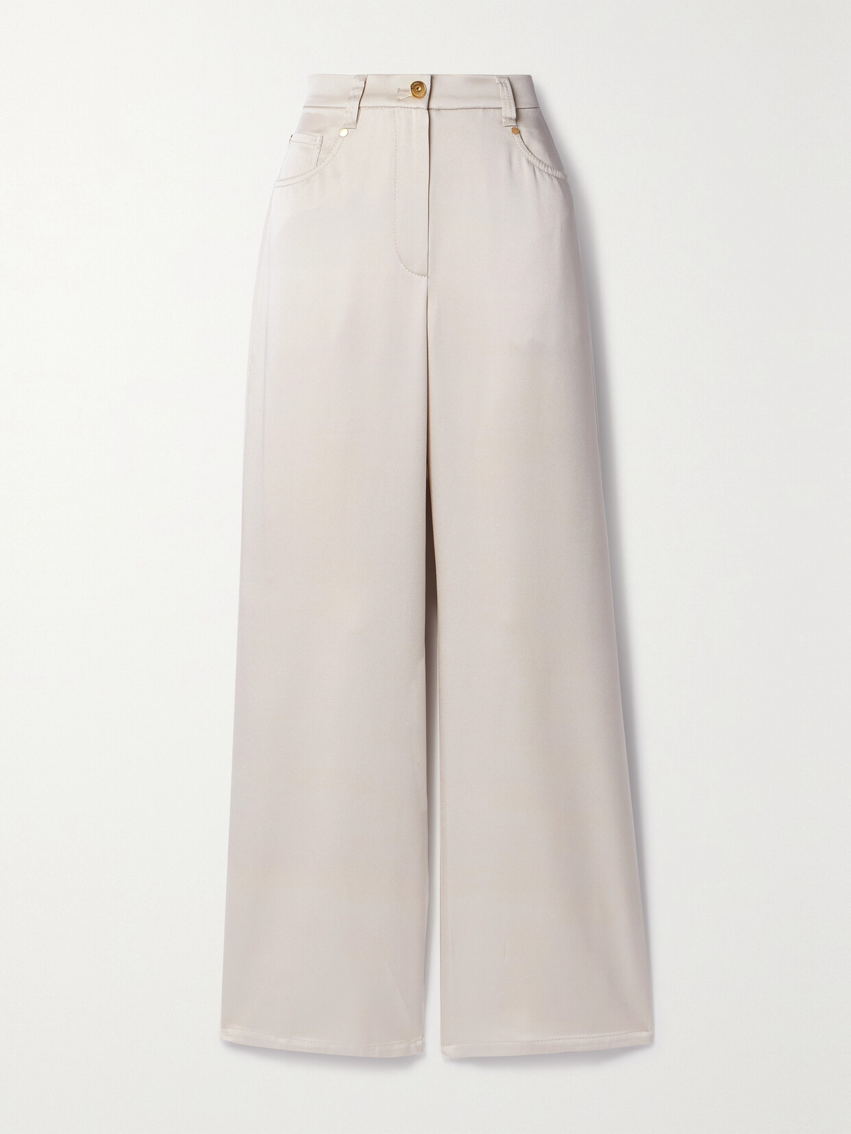 Brunello Cucinelli Duchesse-satin Wide-leg Pants In Off-white