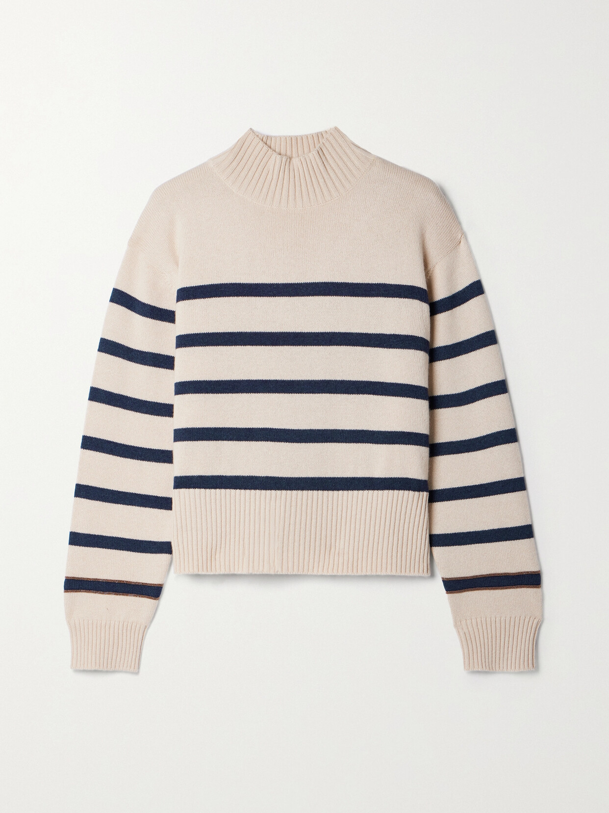 Shop Brunello Cucinelli Striped Cashmere Sweater In Neutrals