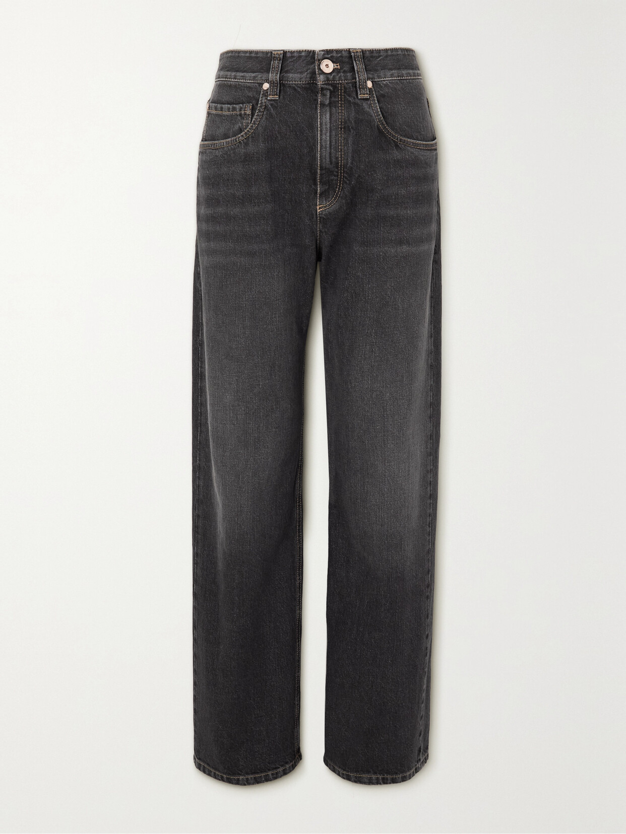 Brunello Cucinelli Bead-embellished High-rise Wide-leg Jeans In Blue