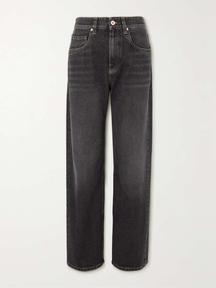 Brunello Cucinelli Bead-embellished High-rise Wide-leg Jeans