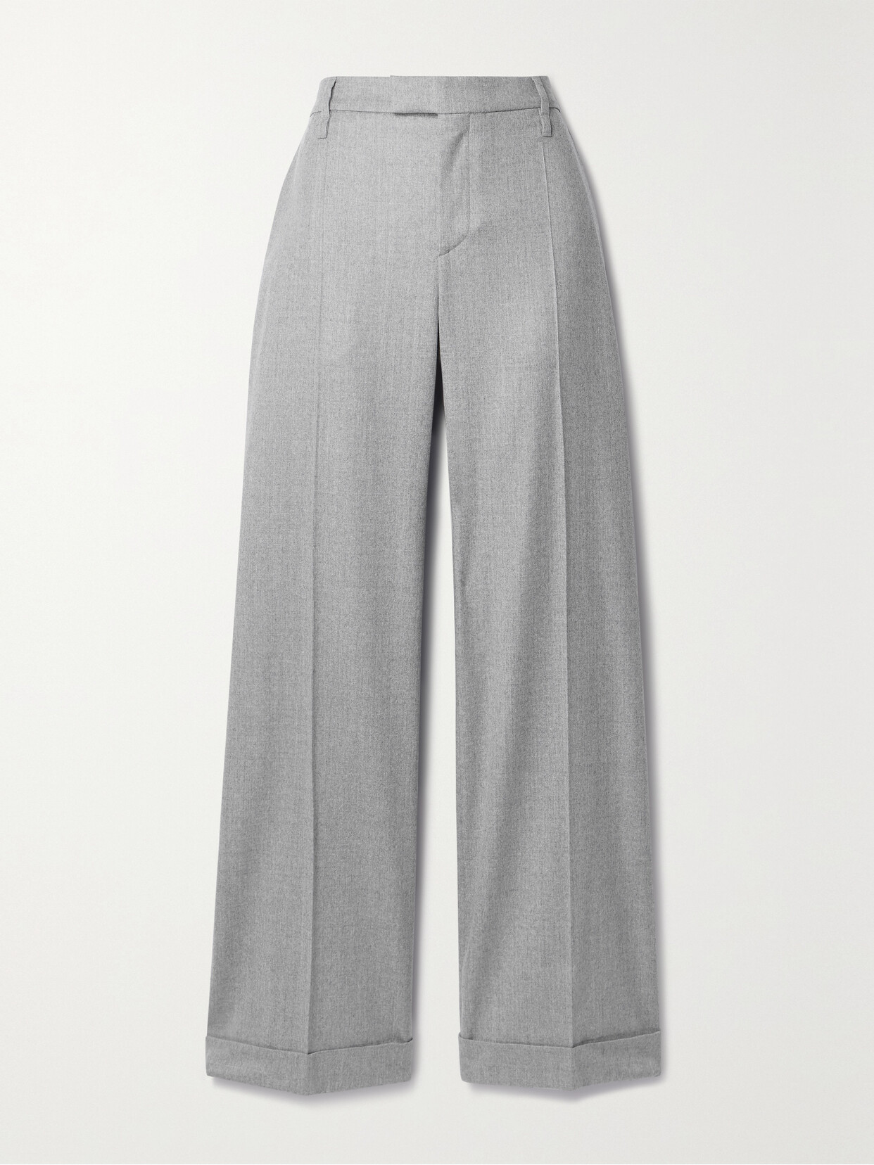 Brunello Cucinelli Wool-flannel Wide-leg Pants - Gray
