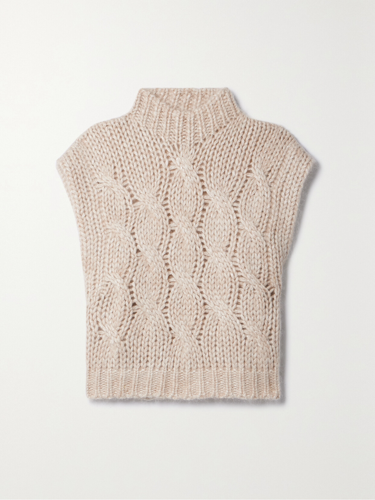 Brunello Cucinelli - Lupetto Cropped Metallic Cable-knit Sweater - Neutrals