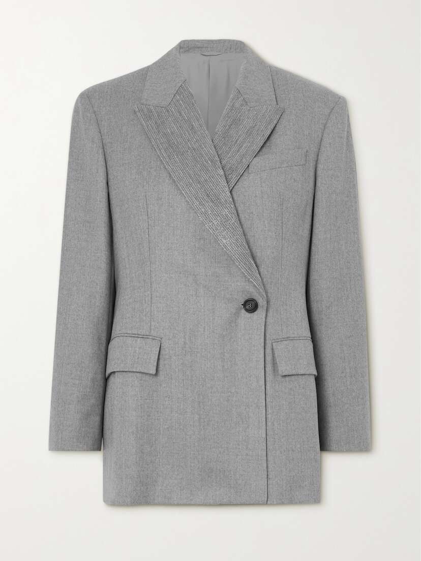 Brunello Cucinelli Ribbed Wool And Wool-flannel Blazer